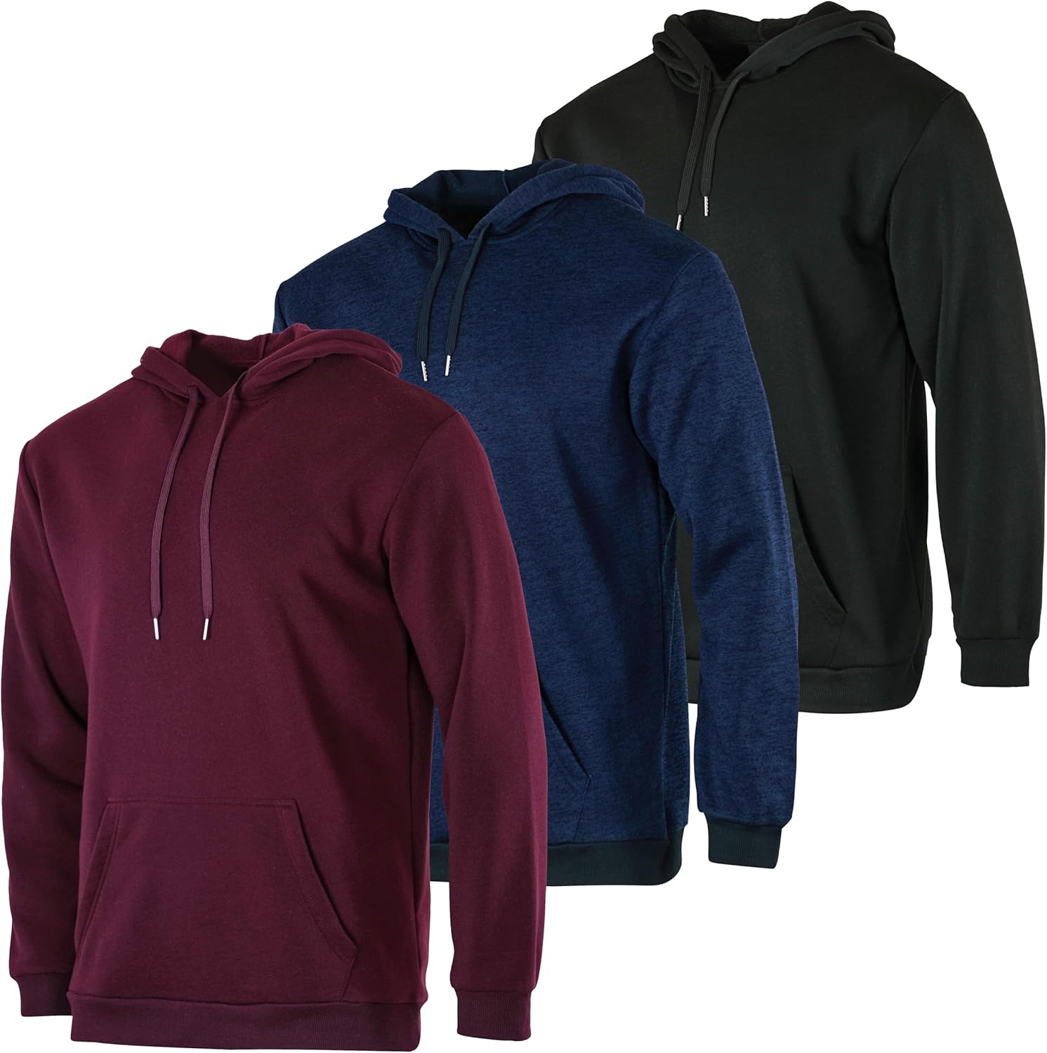 3 pack mens fleece pullover hoodie long sleeve hooded sweatshirt pockets available in big tall