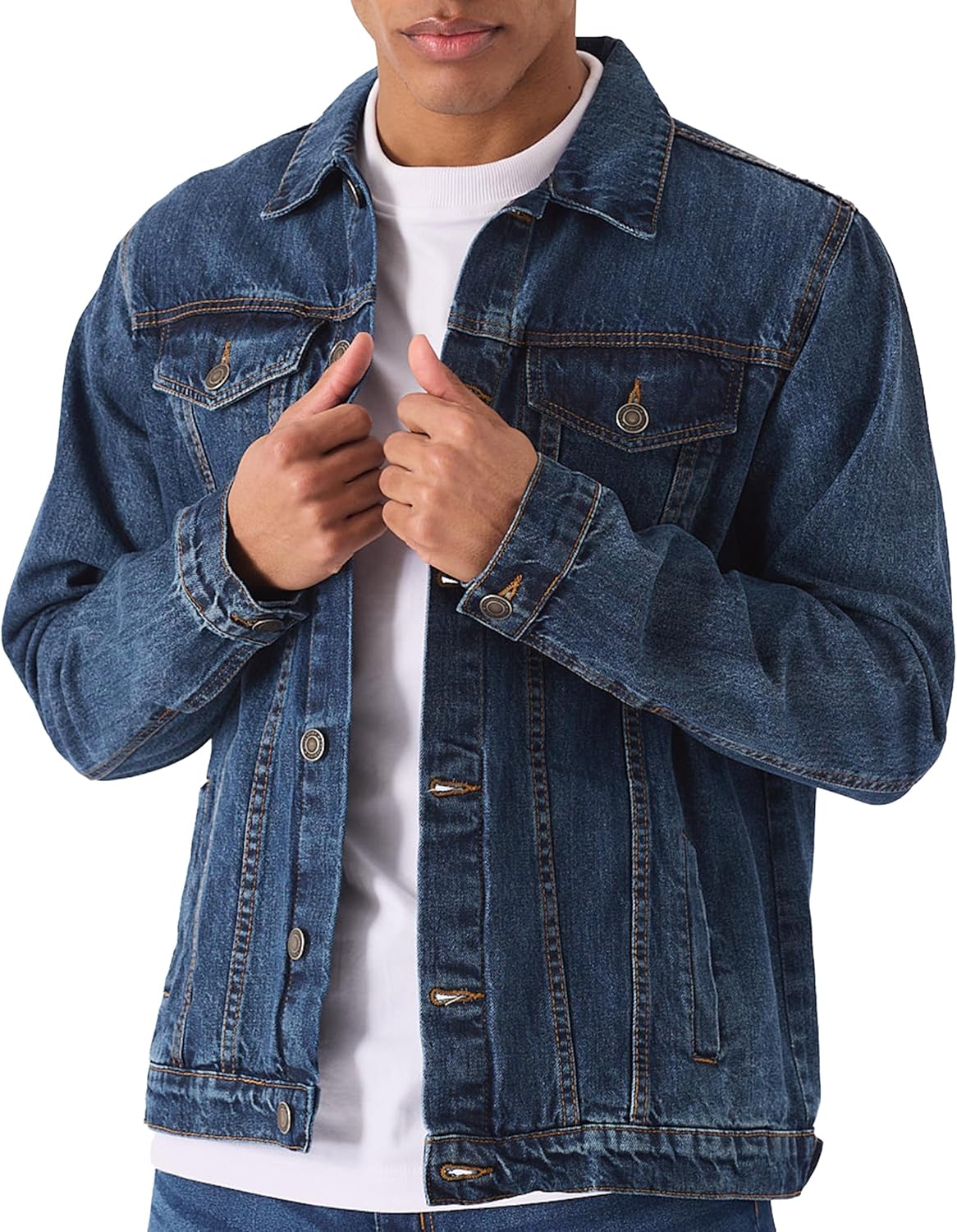 denim jacket men casual vintage regular fit button down trucker style mens jean jackets stylish everyday outerwear